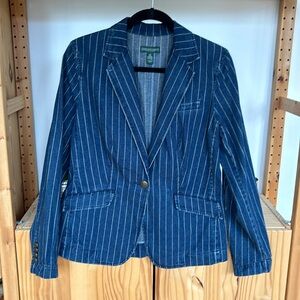 Ralph Lauren Lauren Jeans Co Railroad Stripe Denim Blazer size 10